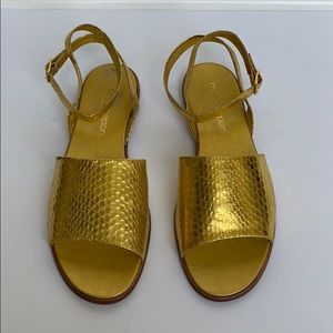 MARIO CAPONI Gold Snakeskin Sandals